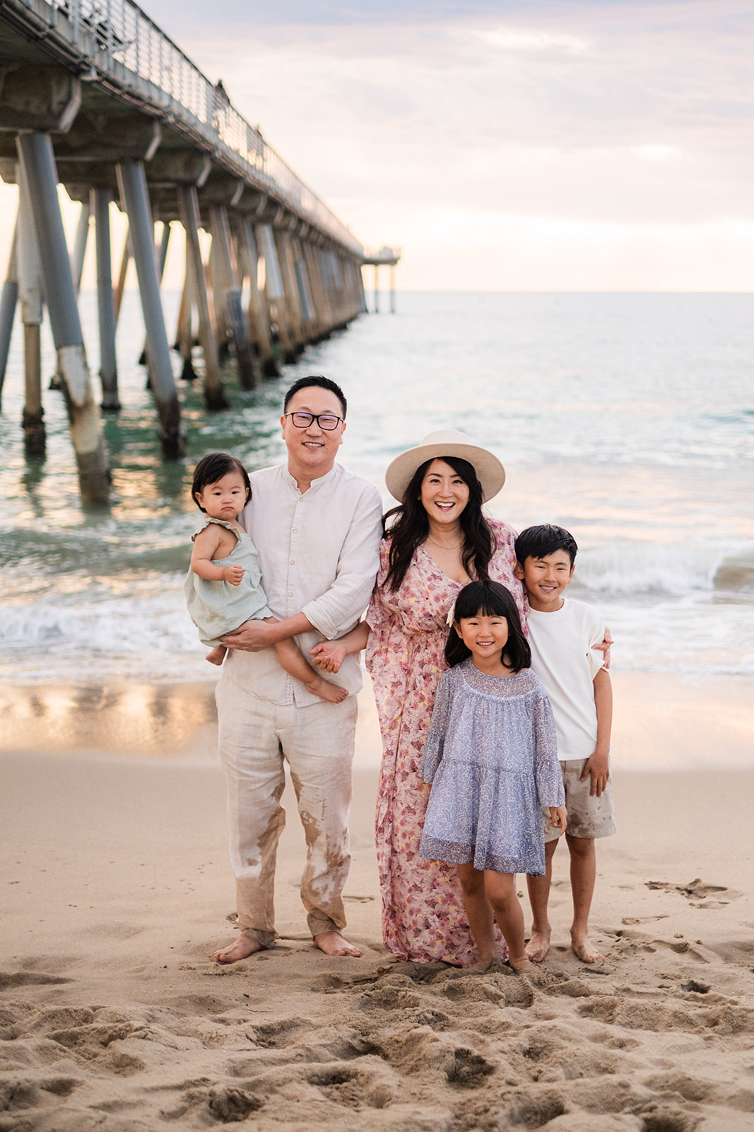 Family portrait session at sunset in the South Bay